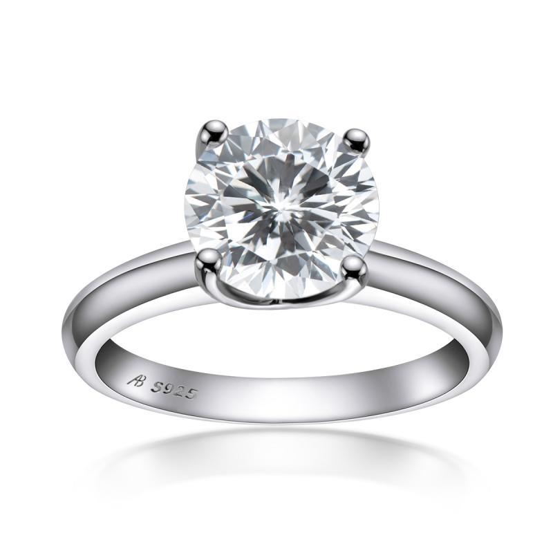 925 Sterling Silver Round CZ Solitaire Ring