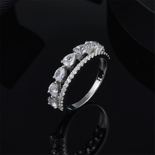 925 Sterling Silver Pear Cut Created CZ Fashion Band