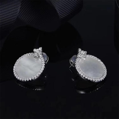 925 Sterling Silver Created CZ Stud Earrings