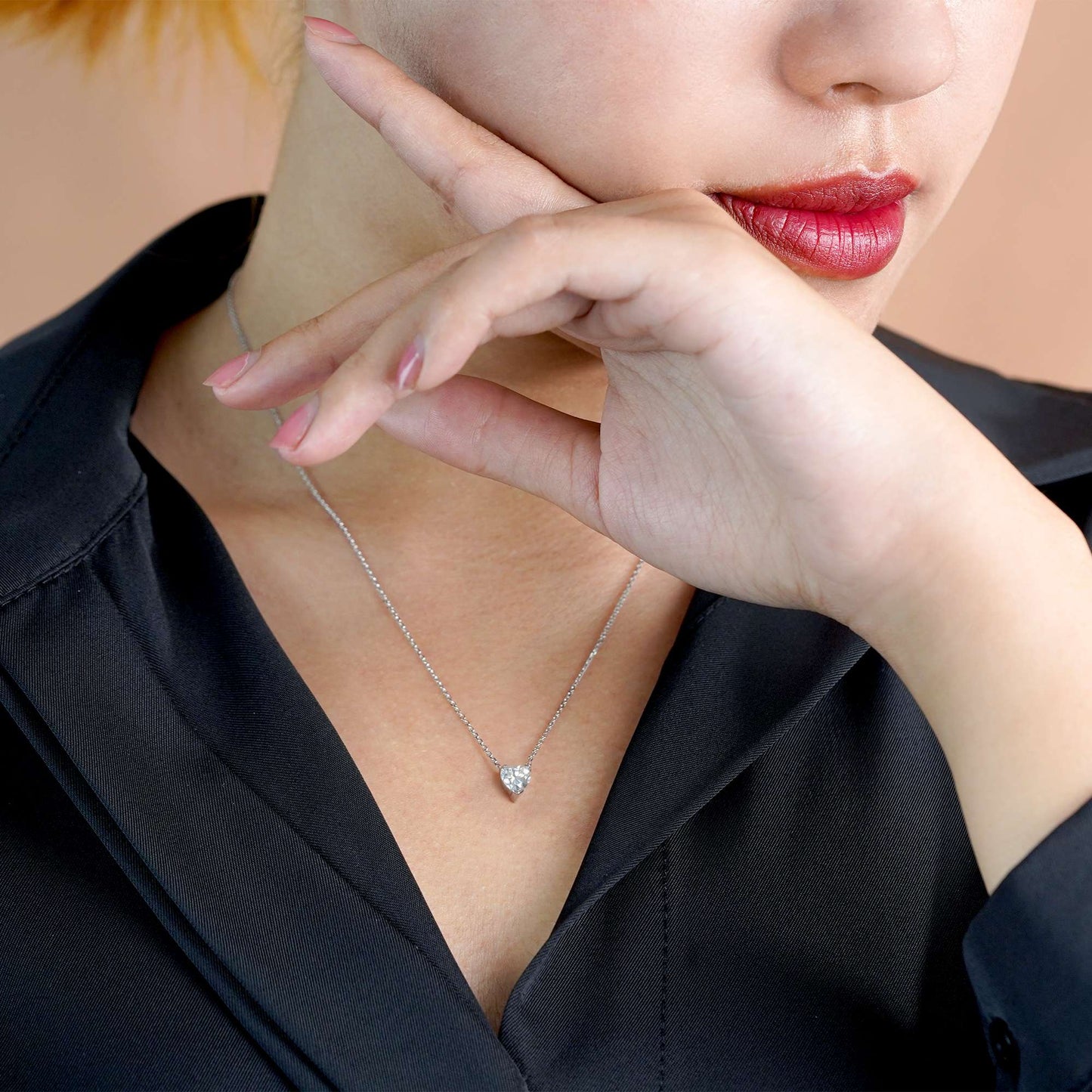 925 Sterling Silver Heart Cut Necklace