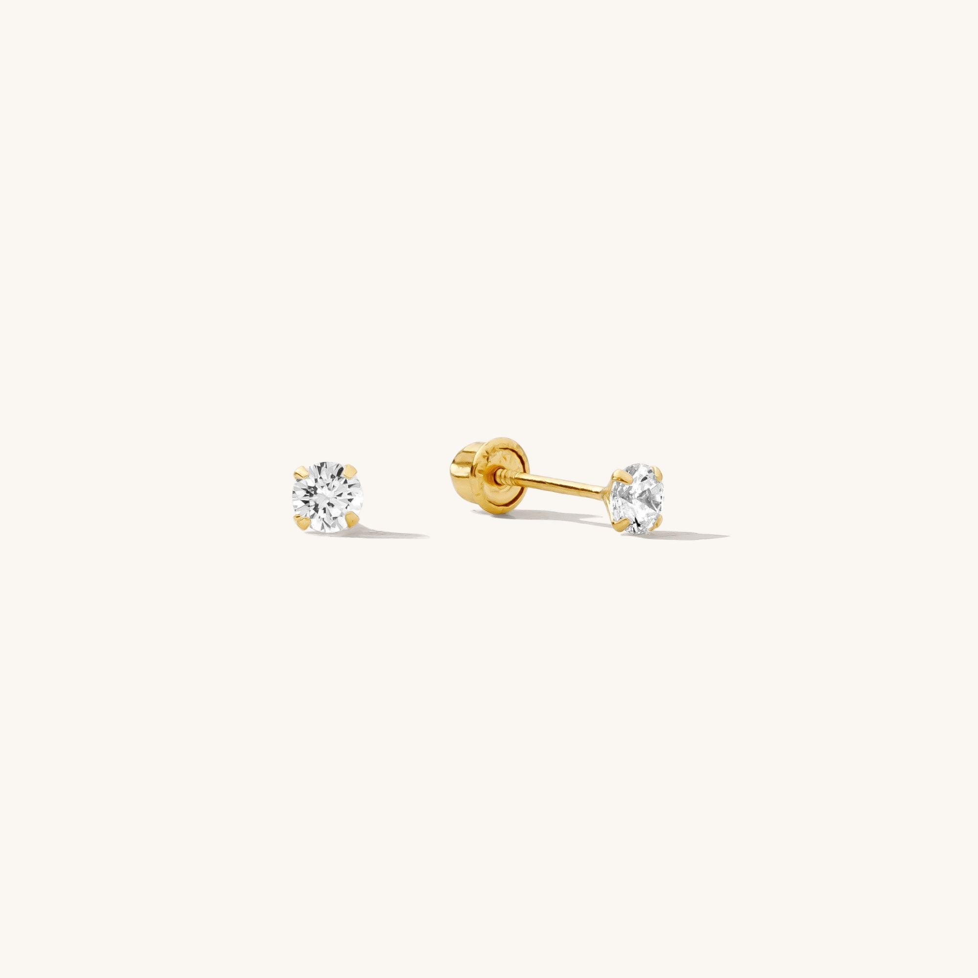 925 Sterling Silver Tiny CZ Screwback Stud Earrings 4