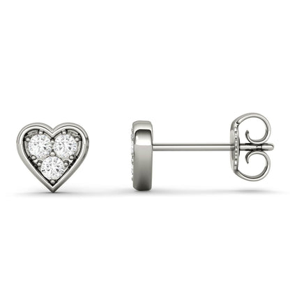 925 Sterling Sliver Round Cut Cubic Zirconia Heart Shaped Stud Earrings