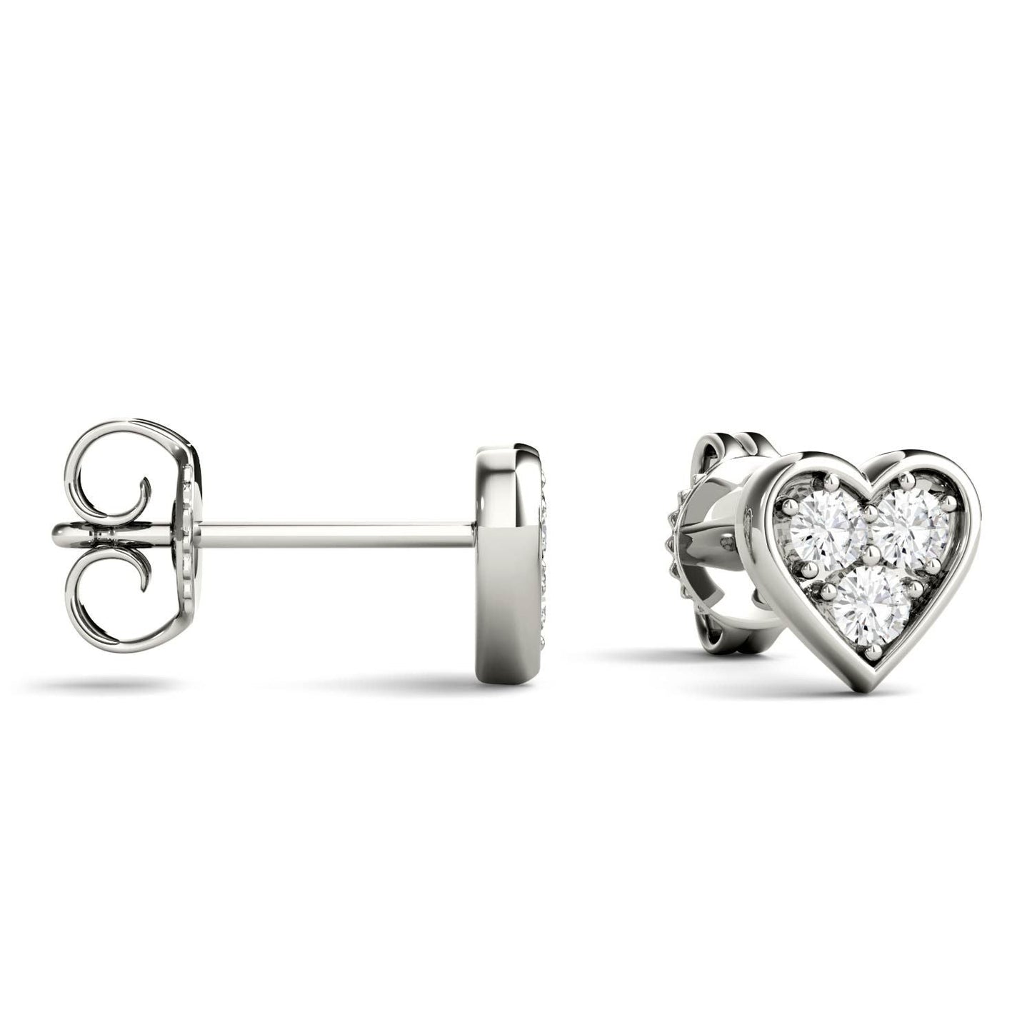 925 Sterling Sliver Round Cut Cubic Zirconia Heart Shaped Stud Earrings