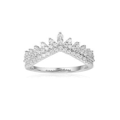 925 Sterling Silver High End Micro Inlaid CZ Tooth Lace Crown Band