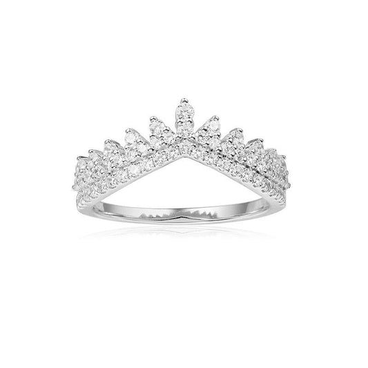 925 Sterling Silver High End Micro Inlaid CZ Tooth Lace Crown Band