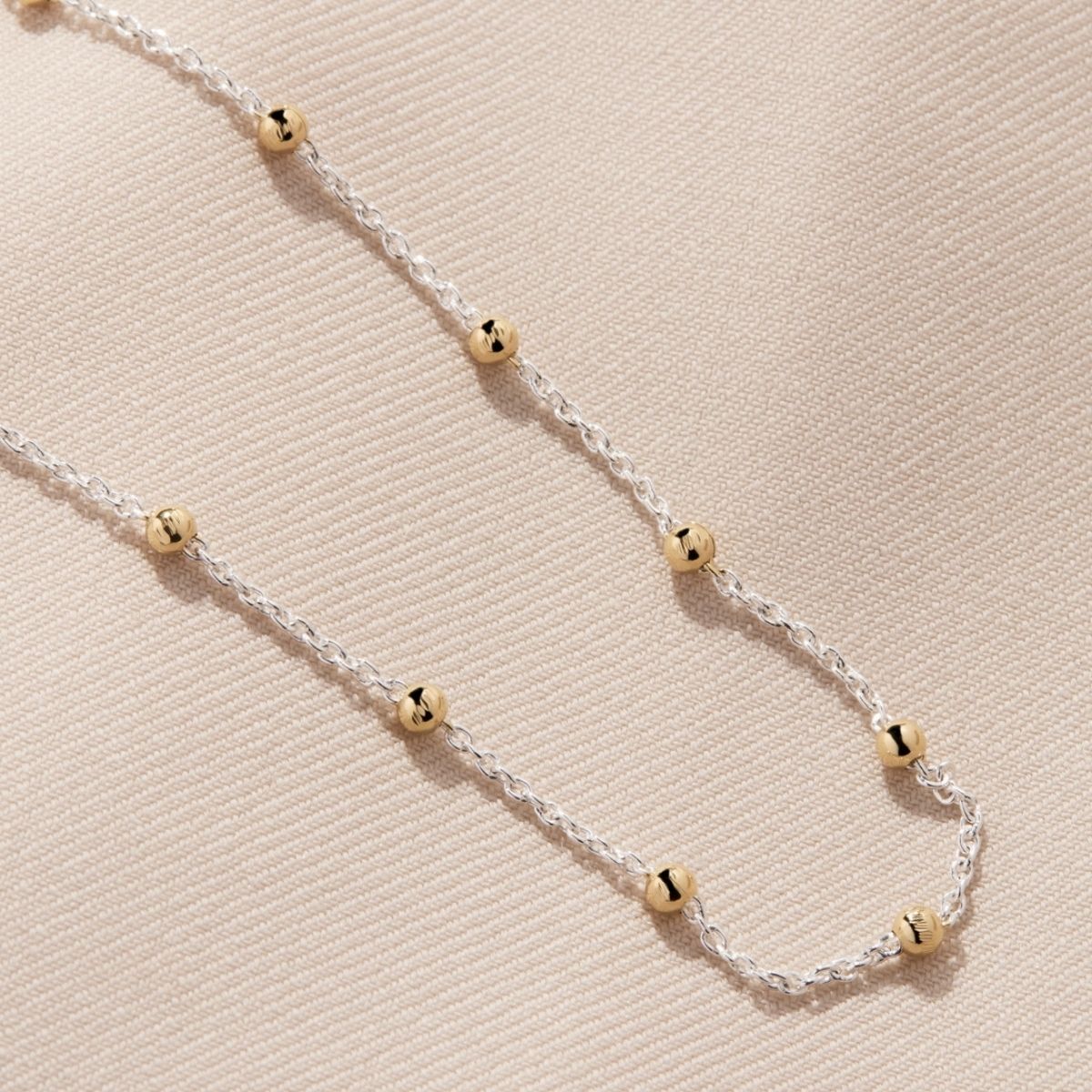 Algonquin Silver Chain And Gold Diamond Cut Balls Two-Tone Anklet 2