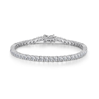 925 Sterling Silver Round Brilliant Created CZ Tennis Bracelet