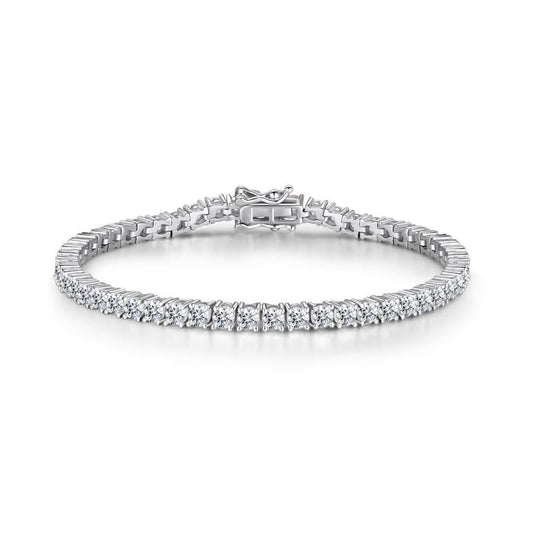 925 Sterling Silver Round Brilliant Created CZ Tennis Bracelet