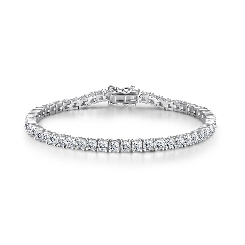 925 Sterling Silver Round Brilliant Created CZ Tennis Bracelet