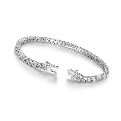 925 Sterling Silver Round Brilliant Created CZ Tennis Bracelet