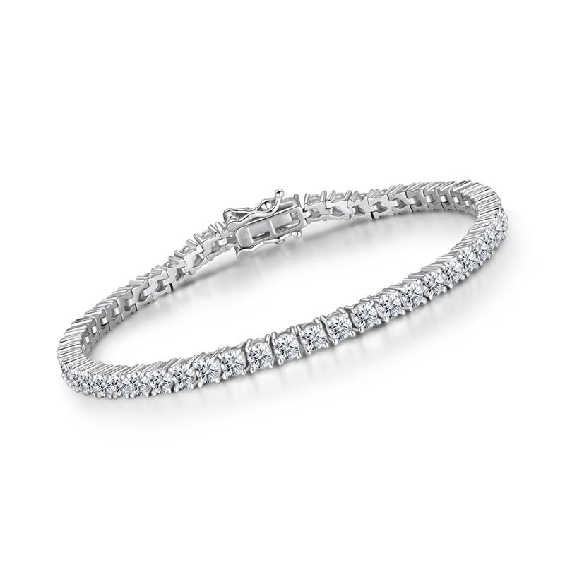 925 Sterling Silver Round Brilliant Created CZ Tennis Bracelet