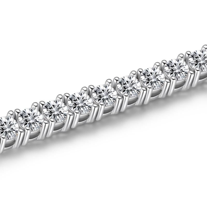 925 Sterling Silver Round Brilliant Created CZ Tennis Bracelet