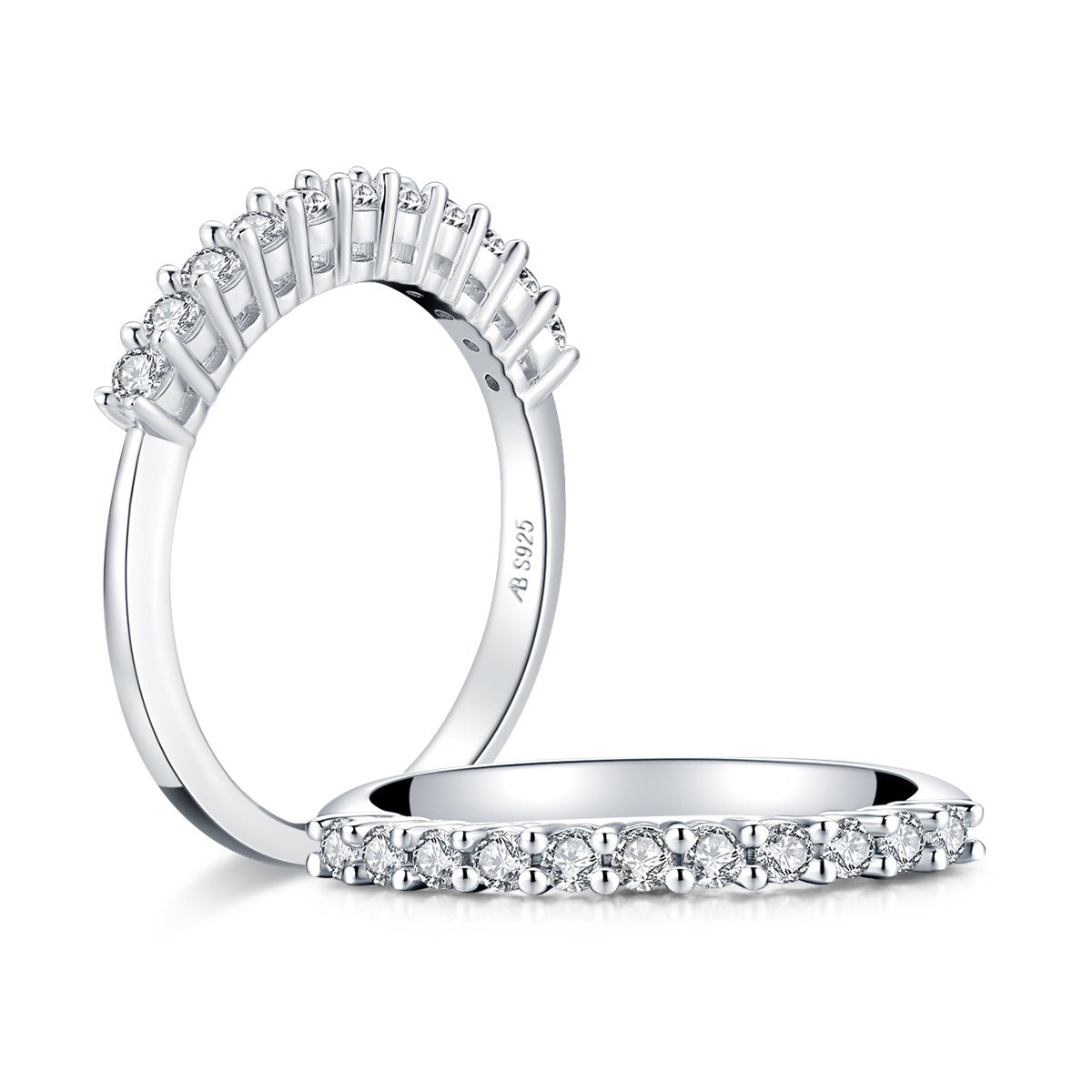 925 Sterling Silver Round CZ Wedding Band