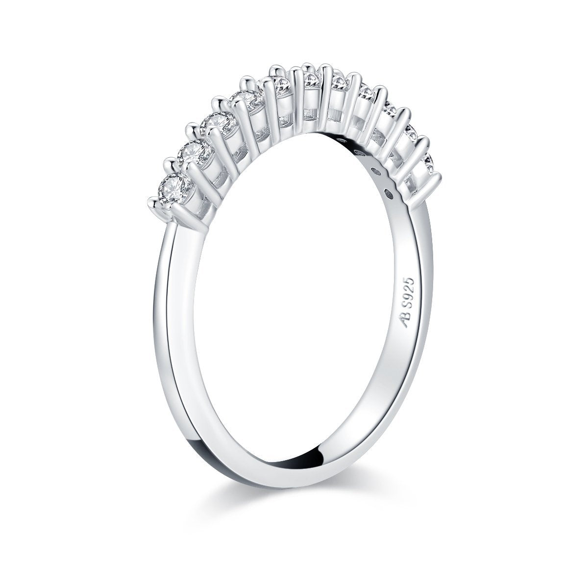 925 Sterling Silver Round CZ Wedding Band