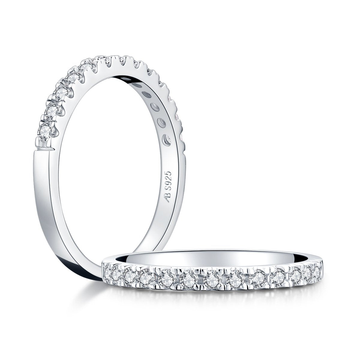 925 Sterling Silver Round CZ Band