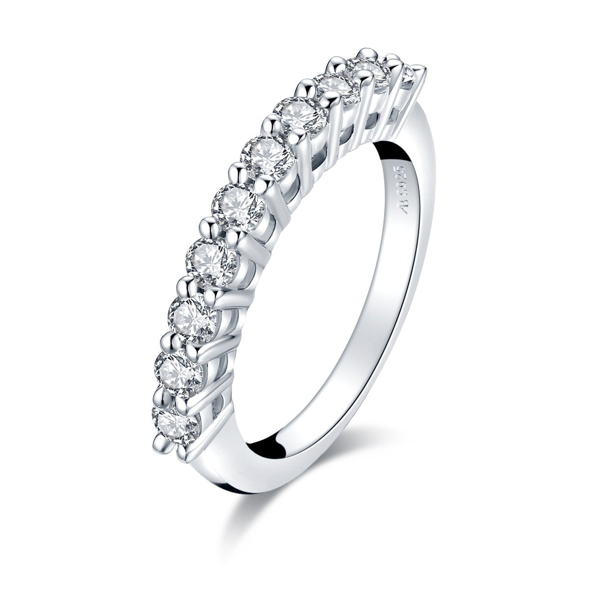 925 Sterling Silver Round CZ Band