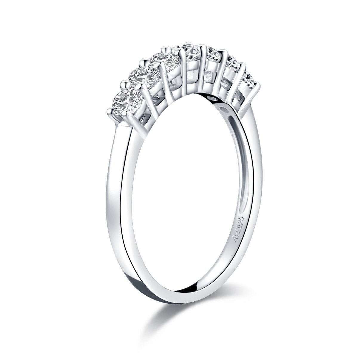 925 Sterling Silver Round Created CZ Half Eternity Band