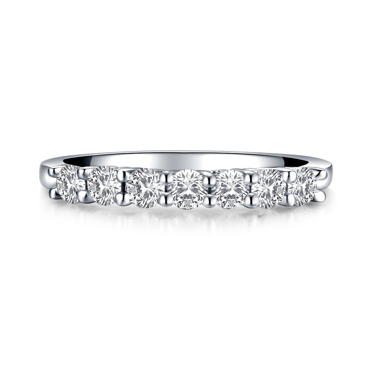 925 Sterling Silver Round Created CZ Half Eternity Band