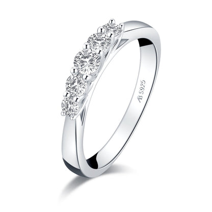 925 Sterling Silver Round Created White Diamond Band