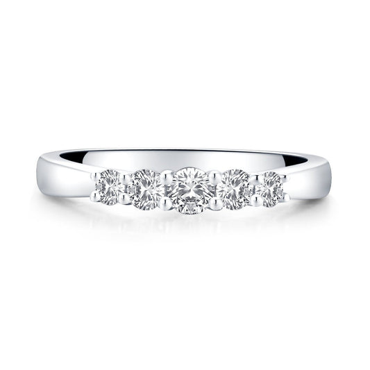 925 Sterling Silver Round Created White Diamond Band