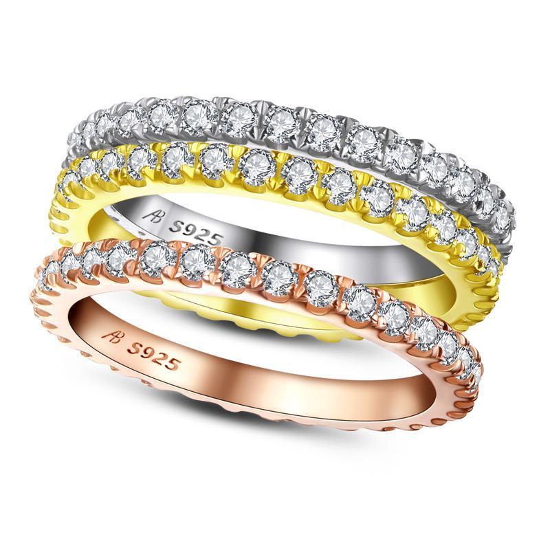 925 Sterling Silver Infinity Created CZ Eternity Band