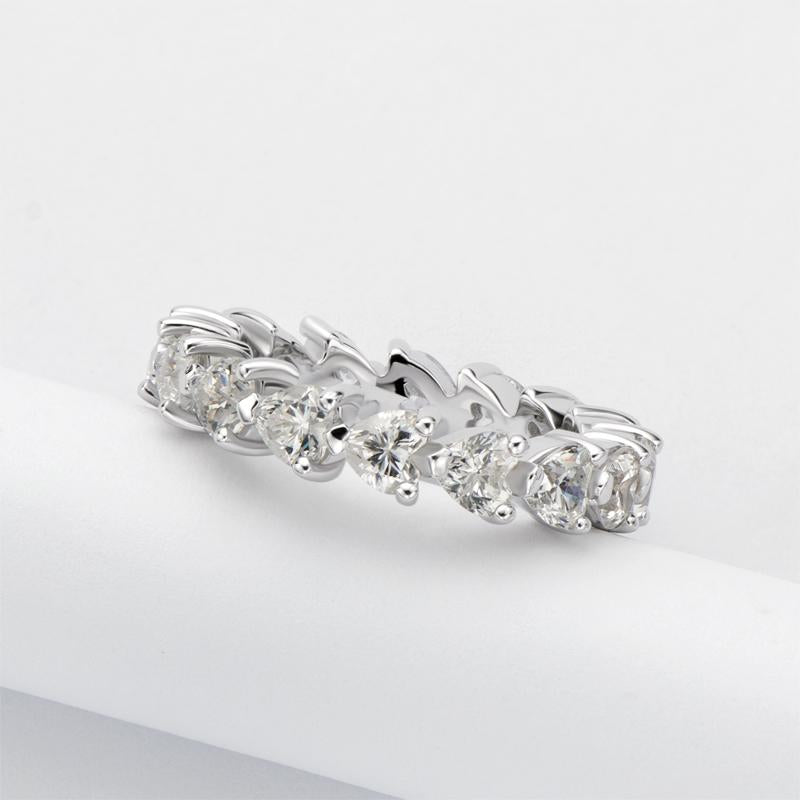 925 Sterling Silver Full Eternity Heart Shaped CZ Band