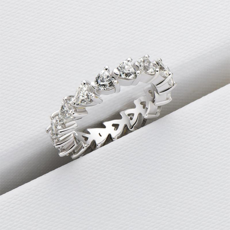 925 Sterling Silver Full Eternity Heart Shaped CZ Band