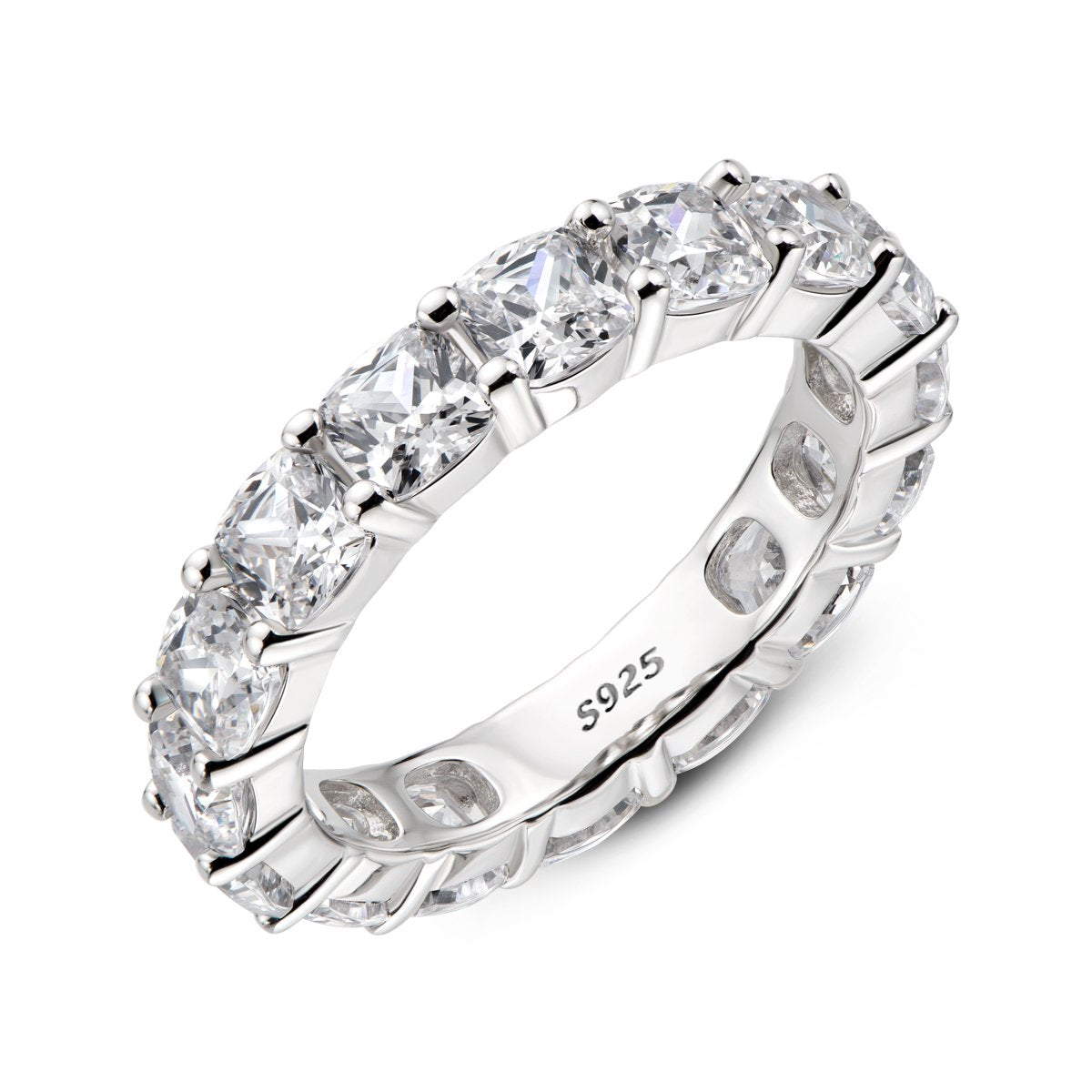 925 Sterling Silver Cushion CZ Eternity Band