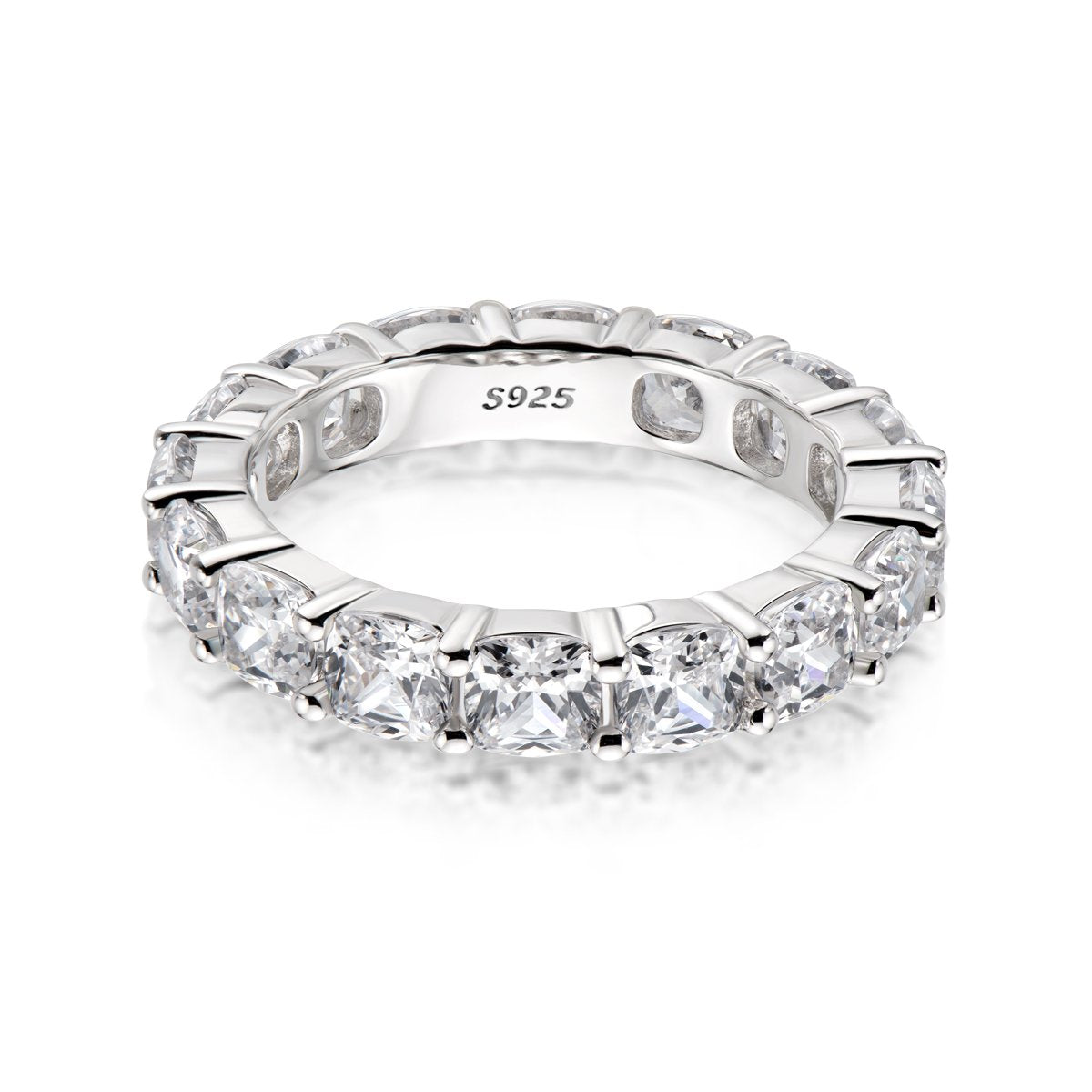 925 Sterling Silver Cushion CZ Eternity Band