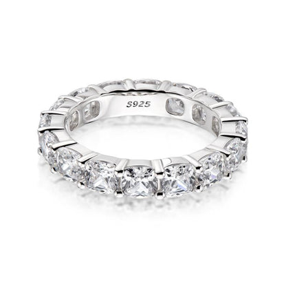 925 Sterling Silver Cushion Cut Natural CZ Full Eternity Band