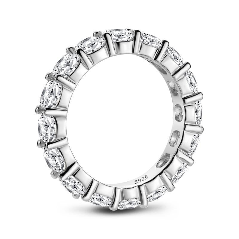 925 Sterling Silver Cushion Cut Natural CZ Full Eternity Band