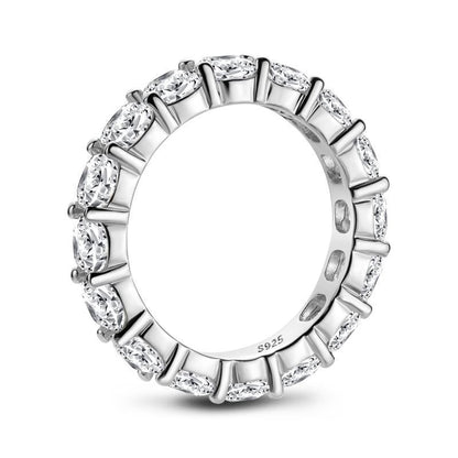 925 Sterling Silver Cushion Cut Natural CZ Full Eternity Band