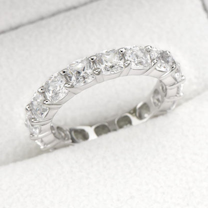 925 Sterling Silver Cushion Cut Natural CZ Full Eternity Band