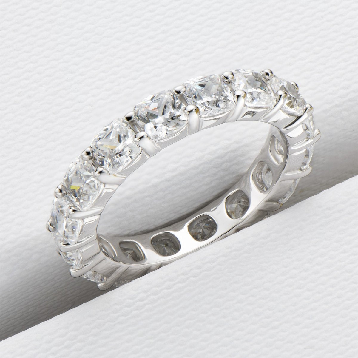 925 Sterling Silver Cushion CZ Eternity Band