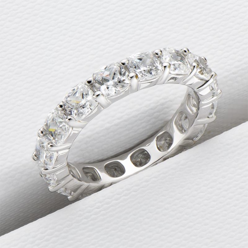 925 Sterling Silver Cushion Cut Natural CZ Full Eternity Band