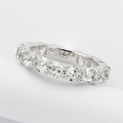 925 Sterling Silver Cushion CZ Eternity Band