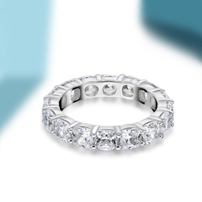 925 Sterling Silver Cushion CZ Eternity Band