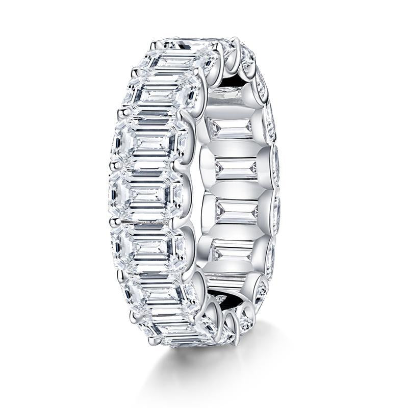 925 Sterling Silver Emerald Cut CZ Full Eternity Ring