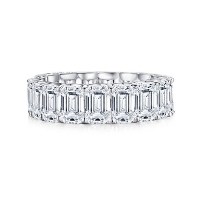 925 Sterling Silver Emerald Cut CZ Full Eternity Ring