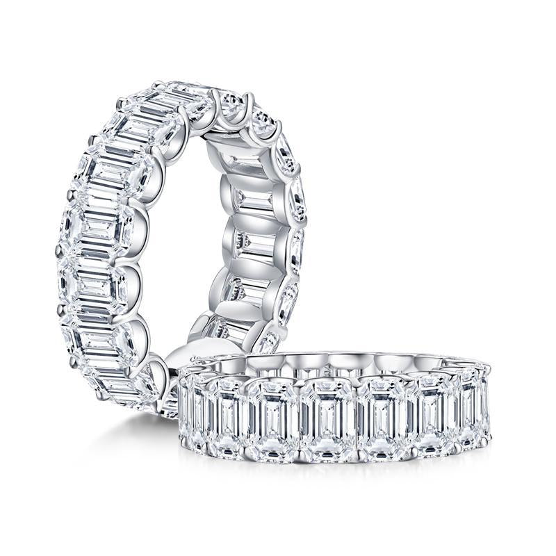 925 Sterling Silver Emerald Cut CZ Full Eternity Ring