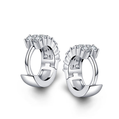 925 Sterling Silver Round Created Cubic Zirconia Hoop Earrings