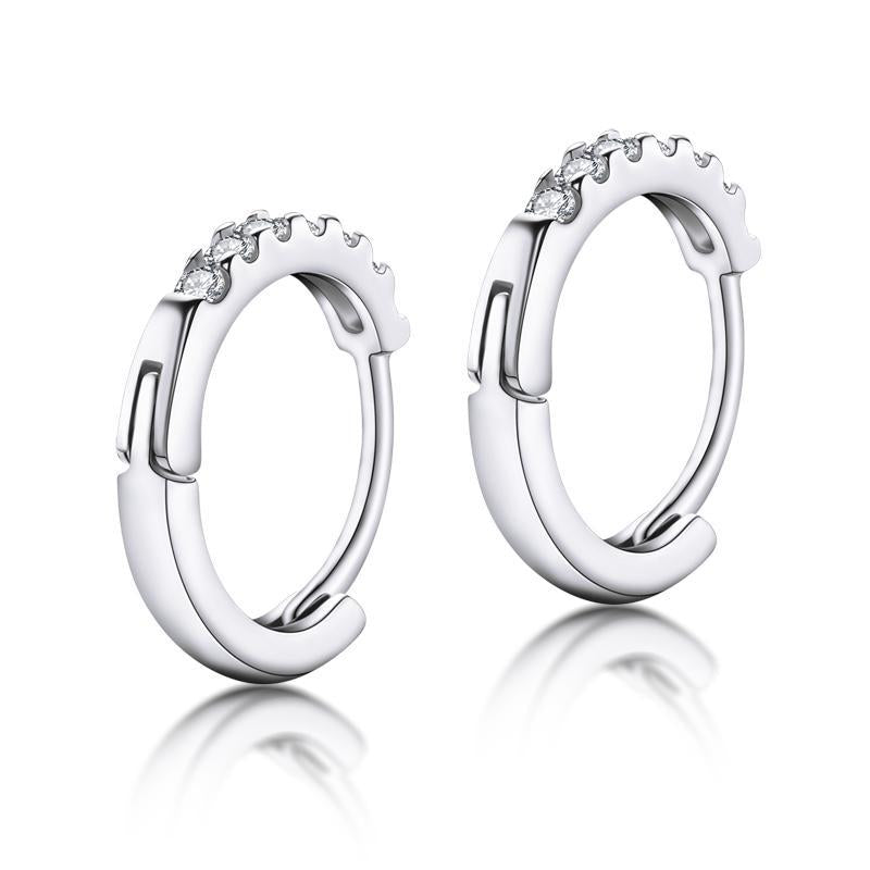 925 Sterling Silver Round Cut Cubic Zirconia Hoop Earrings