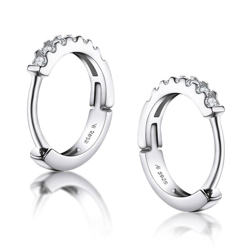 925 Sterling Silver Round Cut Cubic Zirconia Hoop Earrings