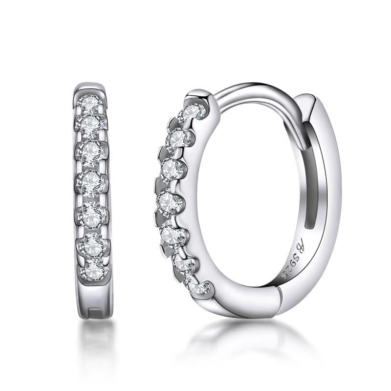 925 Sterling Silver Round Cut Cubic Zirconia Hoop Earrings