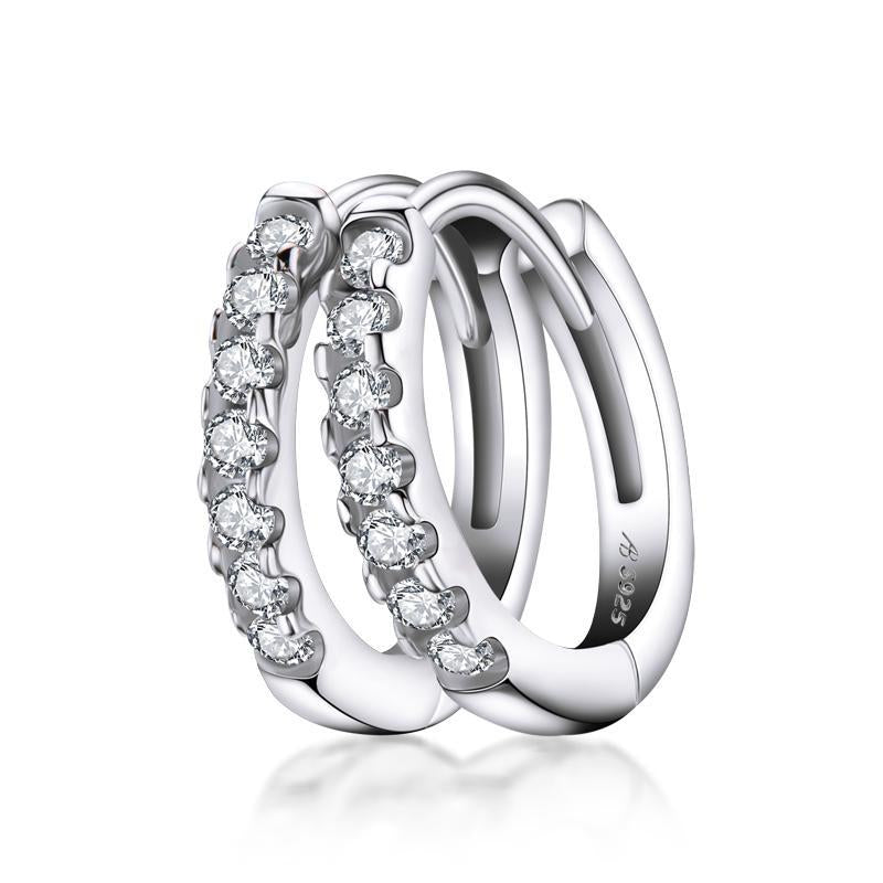 925 Sterling Silver Round Cut Cubic Zirconia Hoop Earrings