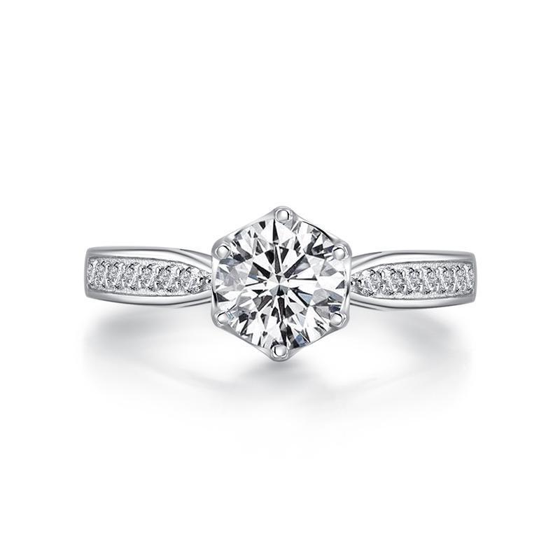 925 Sterling Silver High Setting Round CZ Ring