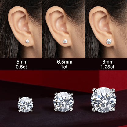 925 Sterling Silver Round Cut Cubic Zirconia Stud Earrings