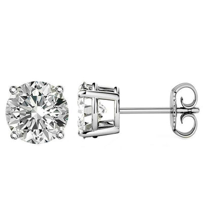 925 Sterling Silver Round Cut Cubic Zirconia Stud Earrings