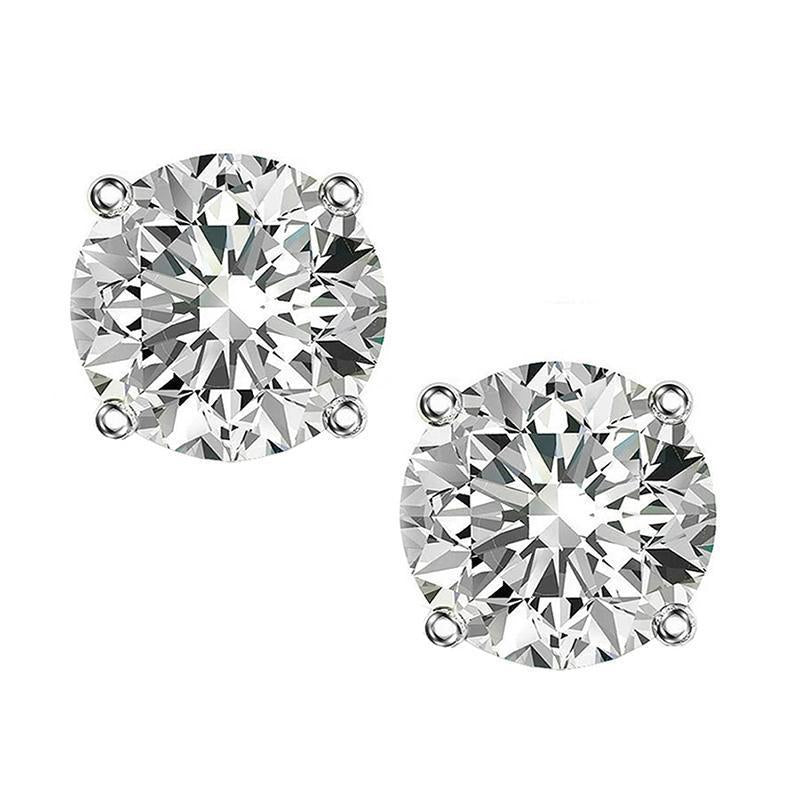 925 Sterling Silver Round Cut Cubic Zirconia Stud Earrings