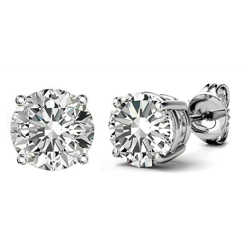 925 Sterling Silver Round Cut Cubic Zirconia Stud Earrings